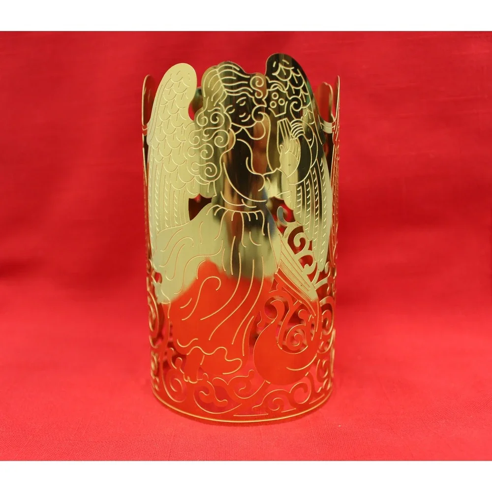 Partylite Candle Sleeve Gold Radiant Angels PO393 Filigree Metal Decor